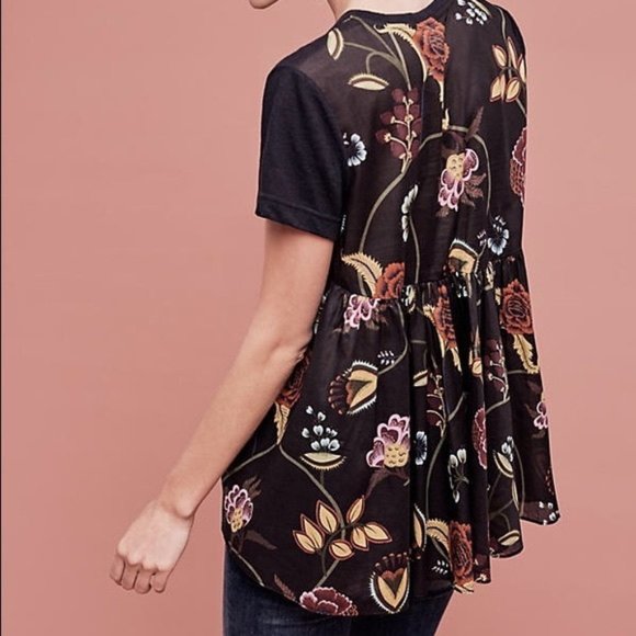 Anthropologie Tops - Anthropologie Deletta Floral Panel Hi Low Top